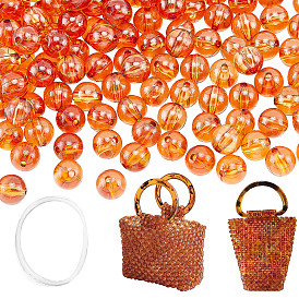 PandaHall Elite Transparent Beaded Bag Kntting Making Kit, including Round Resin Beads & Elastic Thread