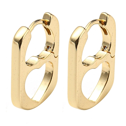 Brass Hoop Earrings, Hollow Heart