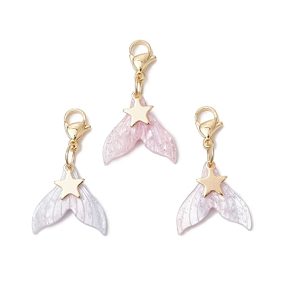 Подвеска из смолы в виде хвоста русалки, 304 застежки-клешни из нержавеющей стали и подвески-звездочки для украшения сумок