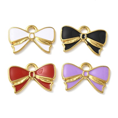 304 нержавеющей стальной эмали подвески, очарование бантом, ионное покрытие (ip), реальный 18 k позолоченный