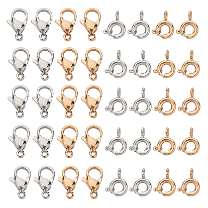 304 Stainless Steel Lobster Claw Clasps and Spring Ring Clasps