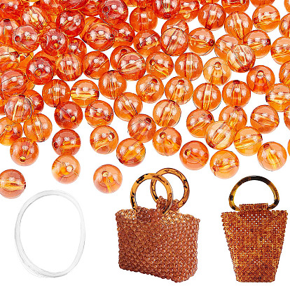 Transparent Beaded Bag Kntting Making Kit, including Round Resin Beads & Elastic Thread