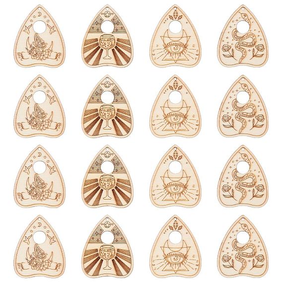 40 шт. 4 стили необработанных деревянных планшеток, сердце с узором в виде цветка, змеи и глаз, для художественной росписи своими руками