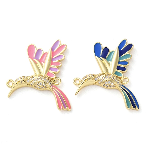 Стойка покрытие латунь микропаве прозрачный кубический цирконий птица соединительные подвески, с эмалью, без свинца и без кадмия, реальный 18 k позолоченный