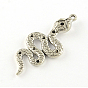 Сплавочные сеттинги для кулона (стразы), тибетский стиль, змея, без кадмия и без свинца, пригодный для 1.5 мм горный хрусталь, 49.5x21.5x5 мм, Отверстие : 2 мм , около 156 шт / 1000 г