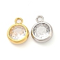 304 Stainless Steel Charms, with Glass Rhinestone, Flat Round