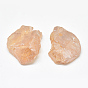 Electroplate Rough Raw Natural Quartz Crystal Pendants, Nuggets