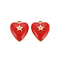 Brass Micro Pave Clear Cubic Zirconia Charms, with Enamel, Nickel Free, Heart with Star