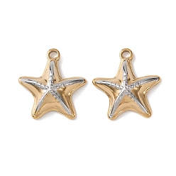 Золотой & Цвет Нержавеющей Стали Двухцветные 304 подвески из нержавеющей стали, звезда очарование, ионное покрытие (ip), долговечный, золотые и нержавеющая сталь цвет, 16x15x4 мм, отверстие : 1.6 мм