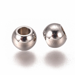 Нержавеющая Сталь Цвет Устойчивы к потускнению 201 разделительные бусины из нержавеющей стали, плоско-круглые, цвет нержавеющей стали, 4x3 мм, отверстие : 1.7 мм