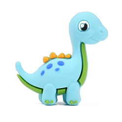 Голубой Силиконовые бусины, динозавр, фокусные бусы, голубой, 32x2x13 мм, отверстие : 2 мм