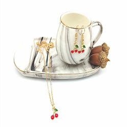 Вишня Набор из фруктовых сплавов, эмалевых подвесок и серег, вишня, 450 мм