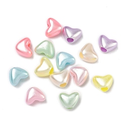 (52) Непрозрачная лаванда Европейские бусины из искусственного жемчуга из АБС-пластика, бусины с большим отверстием, сердце, разноцветные, 8.5x11x7.5 мм, отверстие : 4 мм, Около 1470 шт / 500 г