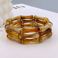 Светло-коричневый Браслеты из акрила и бамбука для женщин, загар, внутренний диаметр: 2-1/4 дюйм (5.8 см)