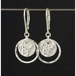 Серебро Серьги сплава обручем, забитый плоский круглый, серебряные, 25 мм