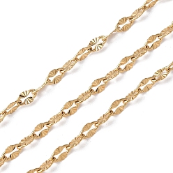 Золотой 304 текстурированные цепные звенья из нержавеющей стали, пайки, с катушкой, ионное покрытие (ip), золотые, 5.5x3x0.5 мм