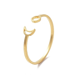 Золотой 304 открытые кольца из нержавеющей стали, пустое солнце и луна, золотые, размер США 9 3/4 (19.5 мм)