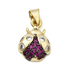 Разноцветный Латунные микро проложить кубического циркония подвески, божья коровка прелести, без свинца и без кадмия, долговечный, реальный 18 k позолоченный, стойки покрытие, красочный, 15x11x3.5 мм, отверстие : 3.8x3 мм