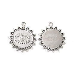 Stainless Steel Color Tarnish Resistant 304 Stainless Steel Pendant Rhinestone Settings, Flower with Evil Eye, Stainless Steel Color, 21.5x19x1.5mm, Hole: 1.8mm, Fit For 0.8mm Rhinestone
