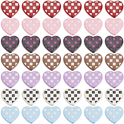 (52) Непрозрачная лаванда 42 шт. 7 цвета, бусины из сплава краски для выпечки, сердце с рисунком тартана, разноцветные, 12x13x4 мм, отверстие : 1.8 мм, 6 шт / цвет