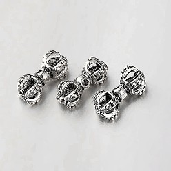 Античное Серебро Сплавочные овальные бусины тибетского стиля , Дордже ваджра, античное серебро, 16.5x7 мм, отверстие : 1 мм