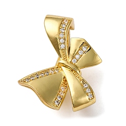 Золотой Латунные микро проложить кубического циркония кулон поручительств, бантом, без кадмия и без свинца, стойки покрытие, долговечный, золотые, 19x24x9.5 мм