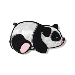 Black Printed Opaque Acrylic Cabochons, Panda, Black, 24x40x2.5mm