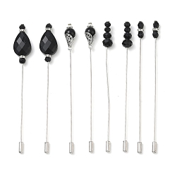 Schwarz 8Stück 4Stile Messing Brosche, mit Glas, Schwarz, 139 mm, 2 Stück / Stil
