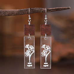 March Daffodil Акриловые серьги с подвесками в богемном стиле с цветком рождения, нержавеющей стали, украшения для женщин, платина, мартовский нарцисс, 80x15 мм