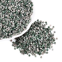 Rouge Lavande Perles de verre cylindriques opaques de Picasso, trou rond, blush lavande, 2.5x1.5mm, Trou: 1.2~1.4mm, environ 30000 pcs / livre