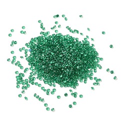Green Cubic Zirconia Cabochons, Faceted Diamond, Green, 1.5x1mm
