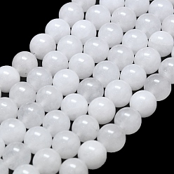 Белый Натуральный Malaysia нефритовые бусы пряди, круглые, белые, 8~8.5 мм, отверстие : 1.2 мм, около 48 шт / нитка, 14.96 дюйм (38 см)