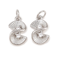 Платина Латунные микро проложить кубического циркония прелести, без свинца и без кадмия, долговечный, стойки покрытие, платина, 14x8x4 мм, Перейти кольцо: 5x1 мм, внутренний диаметр: 3 мм