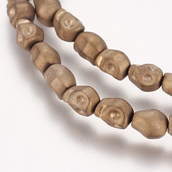 (252) Цвет внутри: морской / фиолетовый на подкладке Гальванические немагнитная синтетический гематит бисер пряди, класс АА, матовые, череп, античная бронза покрытие, 5.5x4.5x5 мм, отверстие : 1 мм, около 65 шт / нитка, 15.7 дюйм (40 см)