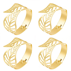 Золотой 4шт. браслеты-манжеты из листового железа, шарнирные браслеты для женщин, полый, золотые, внутренний диаметр: 2-3/8x2-5/8 дюйм (6.1x6.7 см)