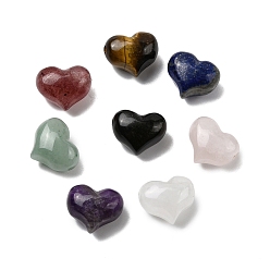 Смешанные камни Бусины из натурального смешанного драгоценного камня, толстое сердце, 14~14.5x17~17.5x10.5~11 мм, отверстие : 1~1.4 мм