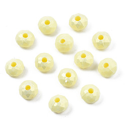 Светлый Золото-желтый Лакированные бусины из акрила , прорезиненный стиль, граненые, рондель, светлый золотарник желтый, 6x4 мм, отверстие : 1.6 мм, Около 6400 шт / 500 г