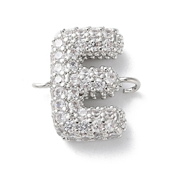 Letter E Латунные микро-паве кубические цирконии буквы ссылки, для изготовления именных ожерелий, долговечный, без кадмия и без свинца, Письмо E, 15x14x4 мм, отверстие : 1.6 мм