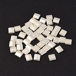 (TL592) Antique Ivory Pearl Ceylon MIYUKI TILA Beads, Japanese Seed Beads, 2-Hole, (TL592) Antique Ivory Pearl Ceylon, 5x5x1.9mm, Hole: 0.8mm, about 1180pcs/100g