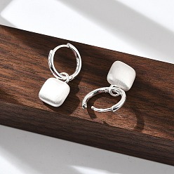 Серебро Латунные подвески серьги-кольца, квадратный, серебряные, 24x9.5 мм
