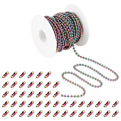 Rainbow Color 5м радужного цвета 304 шариковые цепи из нержавеющей стали, с 10 ионным покрытием (ip) 304 соединителями шариковой цепи из нержавеющей стали, с катушкой, шариковые цепи: 3 мм