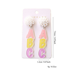 Letter Акриловые серьги-гвоздики «обратно в школу», платина, буквы, 78x12 мм