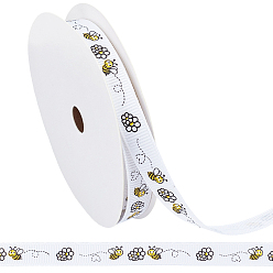 Белый Ленты из полиэстера с принтом, пчелы, для подарка украшения, белые, 3/8 дюйм (9 мм), около 9.84 ярдов (9 м) / рулон