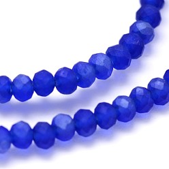 Blue Half Rainbow Plated Faceted Rondelle Glass Bead Strands, Frosted, Blue, 2.8~3x2mm, Hole: 0.8mm, about 200pcs/strand, 15.1 inch