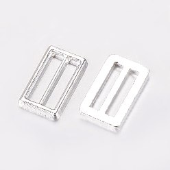 Серебро Сплав пряжки, прямоугольные, серебряный цвет гальваническим, 10x6x1 мм