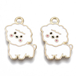 Белый Подвески из эмали и сплава, без кадмия и без свинца, овца, золотой свет, белые, 24x15x1 мм, отверстие : 2 мм