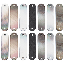 Oval 16Pcs Natural Black Lip Shell Connector Charms, Oval, 23x6x2mm, Hole: 1.2mm
