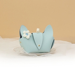 Light Sky Blue Creative Imitation Leather Wedding Candy Bag, Flower, Light Sky Blue, 16x13x5.5cm