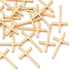 Real 18K Gold Plated SHEGRACE Brass Pendants, Cross Charms, Cadmium Free & Lead Free & Nickel Free, Real 18K Gold Plated, 23x13x2.5mm, Hole: 1.4mm
