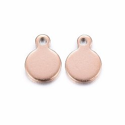 Розовое Золото Ионное покрытие (ip) 304 брелоки для штамповки из нержавеющей стали, плоско-круглые, розовое золото , 8.5x6x0.8 мм, отверстие : 1.2 мм, 100 шт / пакет